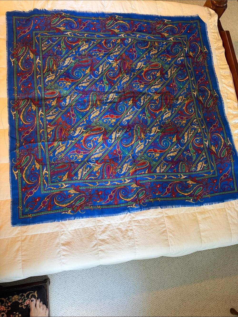 GlEntex Vibrant Blue Paisley Square Scarf or Table Cover/4’ square